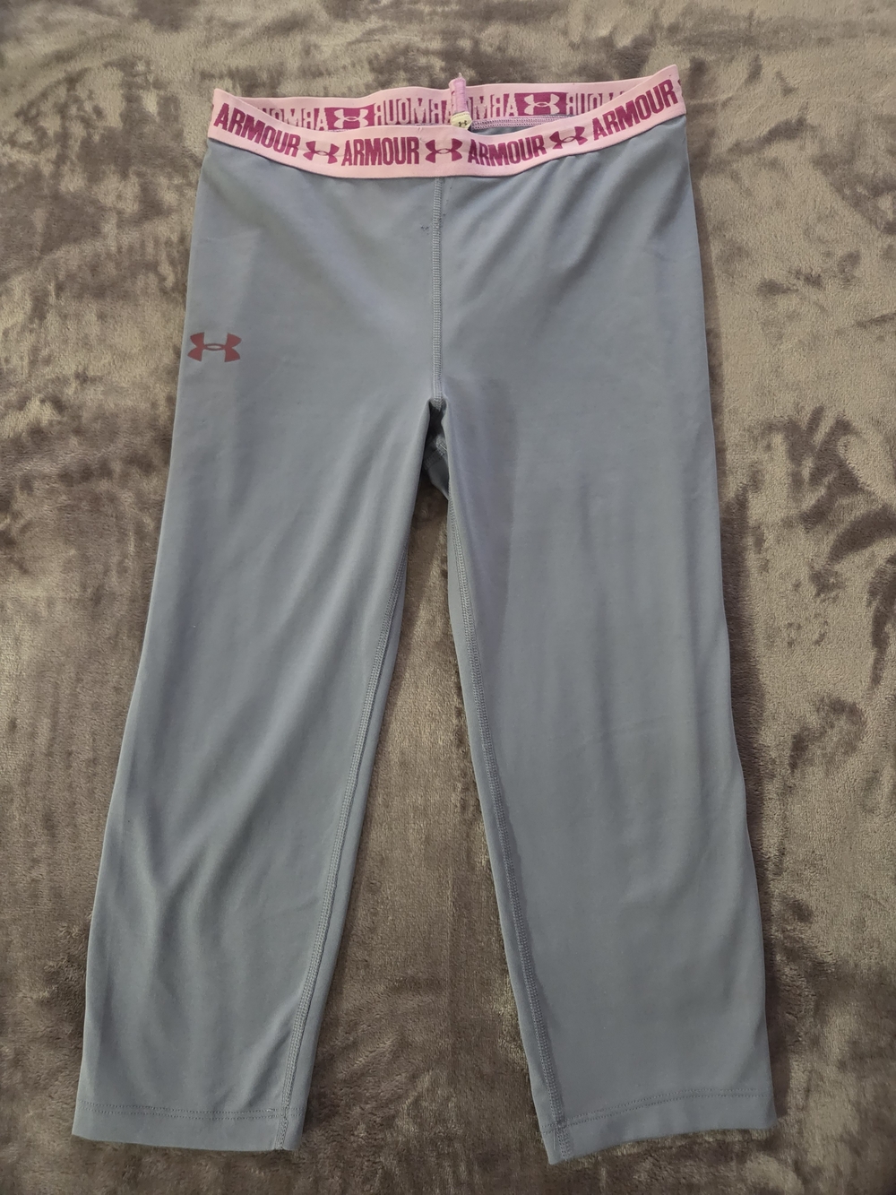Under Armour Gray Capri Leggings with Pink Branded Waistband